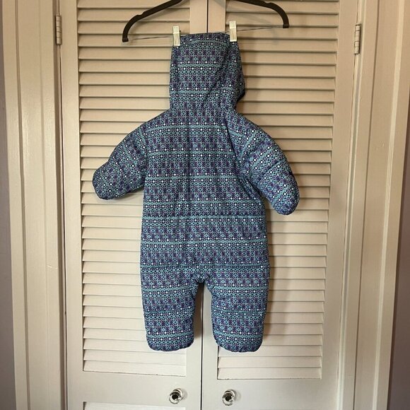 Columbia Snuggly Bunny Bunting baby snowsuit 3-6 months down hooded teal purple - Picture 8 of 14